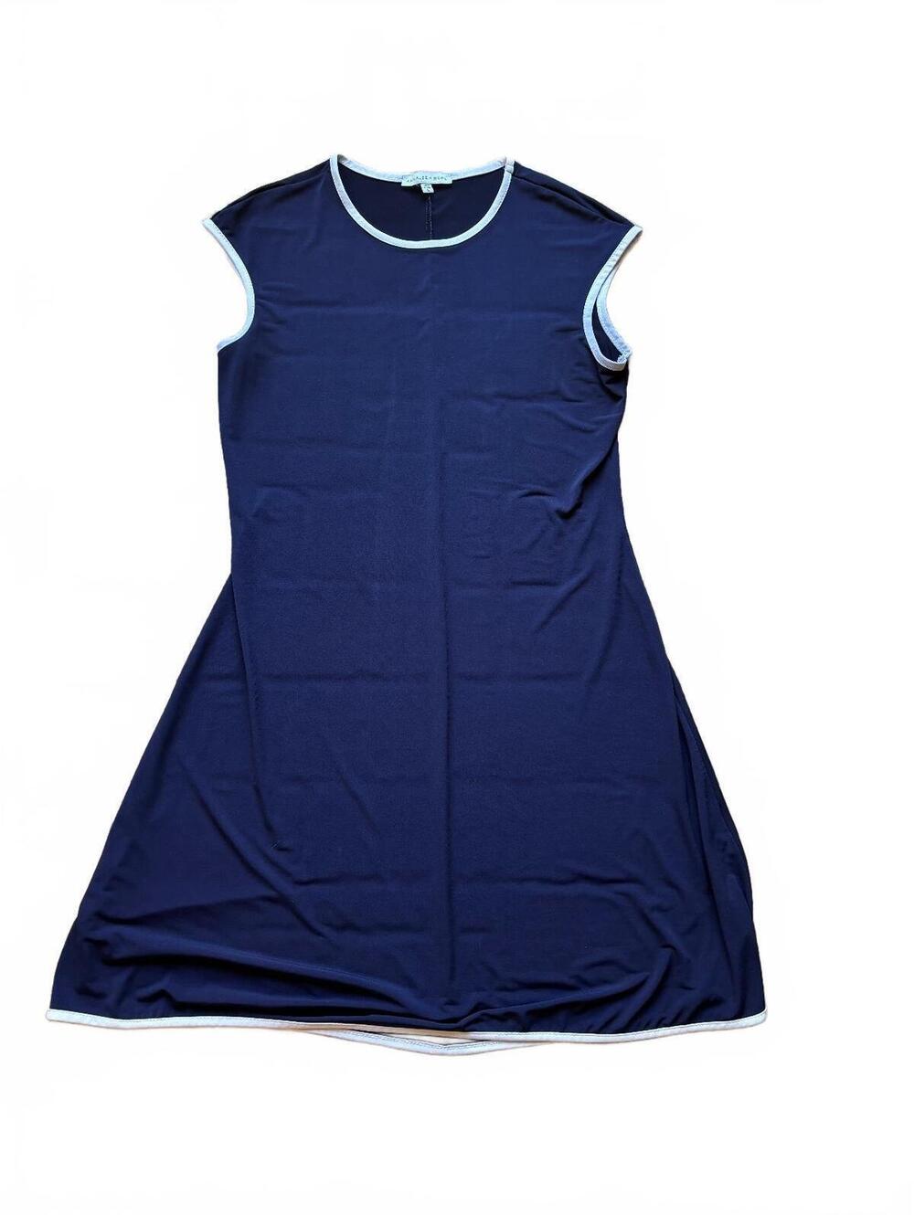Annalee + Hope Navy Blue Sleeveless Shift Dress with White Trim – Size L